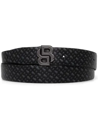 Hugo Boss Monogram Reversible Belt In Black