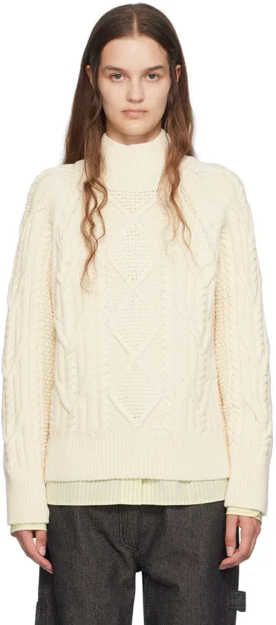 Hugo Boss Off-white Mock Neck Sweater In 118 Open White