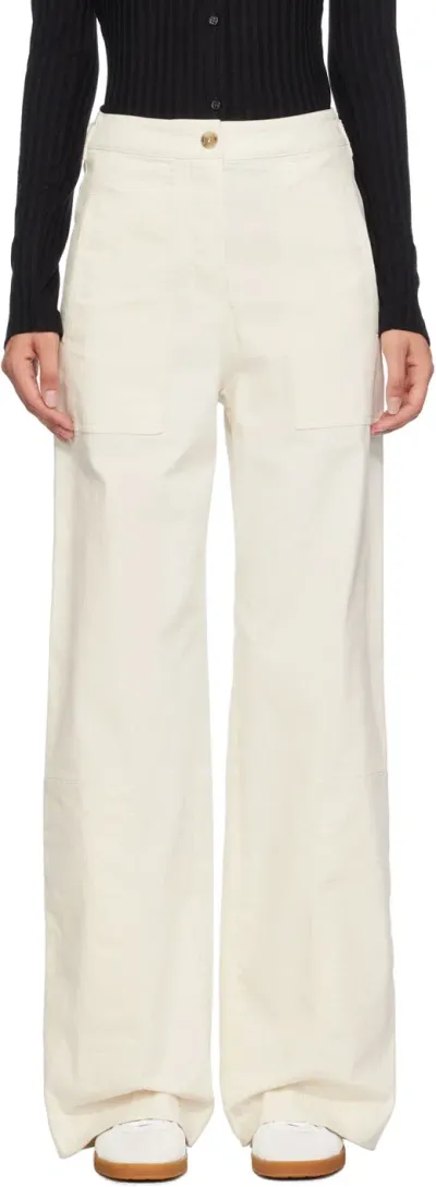 Hugo Boss Off-white Regular-fit Trousers In 118 Open White