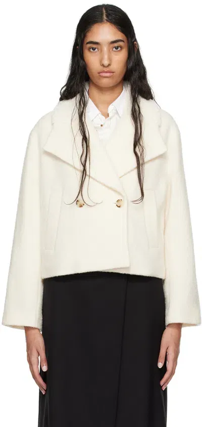 Hugo Boss Off-white Wool Coat In 118 Open White