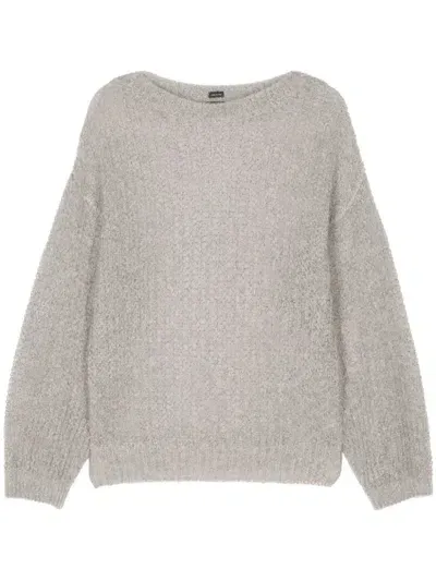 Hugo Boss Open-knit Sweater In Grey