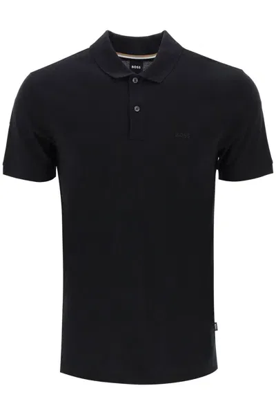 Hugo Boss Organic Cotton Pallas Polo Shirt In Black