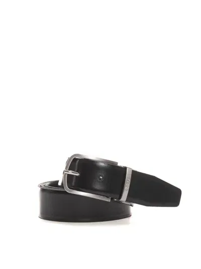 Hugo Boss Owen-b Flat Buckle Belt In Black