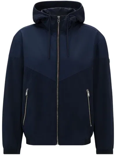 Hugo Boss Panelled Hooded Jacket In Blue