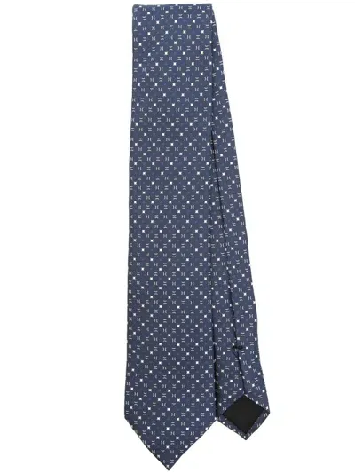 Hugo Boss Patterned-jacquard Tie In Blue