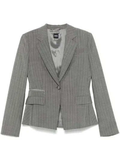 Hugo Boss Pinstripe Blazer In Grey