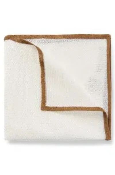 Hugo Boss Piqu-woven Pocket Square In Pure Silk In Light Yellow