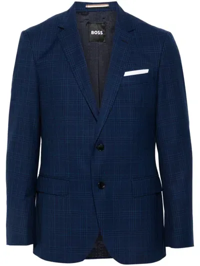 Hugo Boss Plaid-pattern Blazer In 412