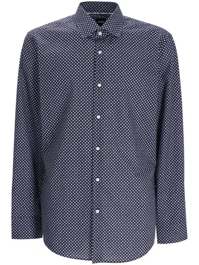 Hugo Boss Polka-dot Shirt In Blue