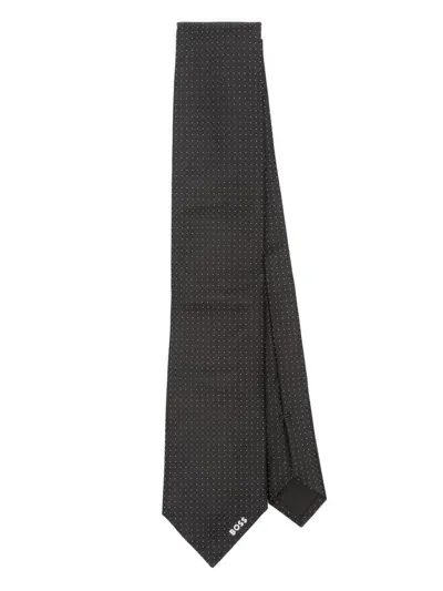 Hugo Boss Polka-dot Tie In Black