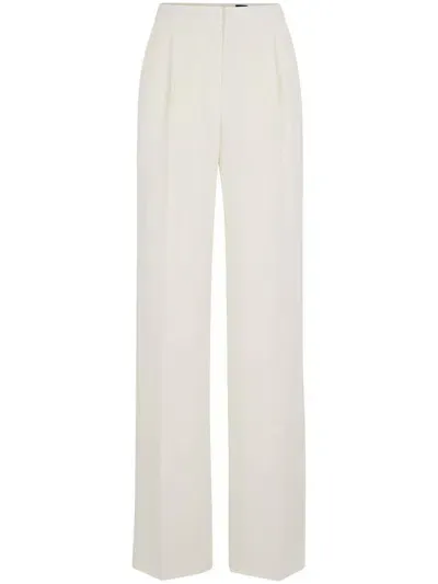 Hugo Boss Regular-fit Trousers In Matte Fabric In Yellow