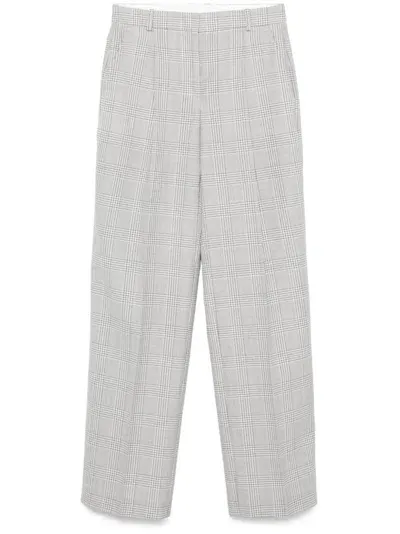 Hugo Boss Prince Of Wales-check Trousers In Grey