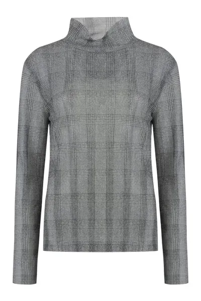 Hugo Boss Printed Long-sleeve Top In Grey