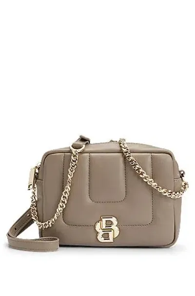 Hugo Boss Quilted Crossbody Bag With Double B Monogram Hardware In Brown