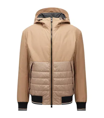 Hugo Boss Quilted Panel Jacket In Beige