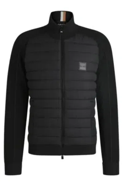 Hugo Boss Regular-fit Jacket In Wool With Padded Front In Black