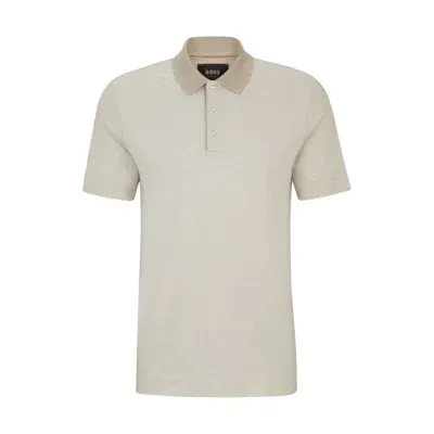 Hugo Boss Regular-fit Polo Shirt In Cotton And Silk In Beige