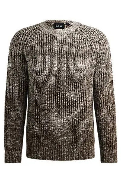 Hugo Boss Regular-fit Sweater With Degradé Knit In White