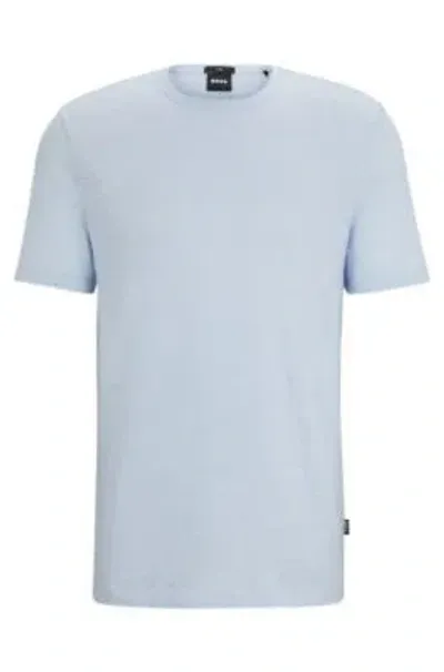 Hugo Boss Regular-fit T-shirt In Linen In Light Blue