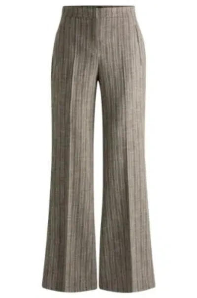 Hugo Boss Regular-fit Trousers In Striped Stretch Cloth In Patterned