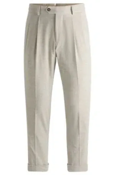 Hugo Boss Relaxed-fit Trousers In Cotton-cashmere Corduroy In White