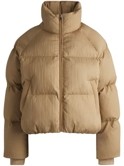 Hugo Boss Ribbed Puffer Jacket In Neutrals