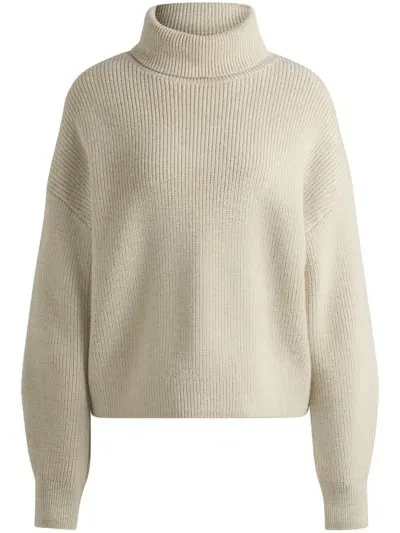 Hugo Boss Roll-neck Sweater In Neutrals