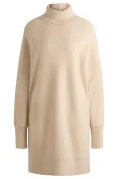 Hugo Boss Rollneck Sweater Dress In Wool And Cashmere In Light Yellow