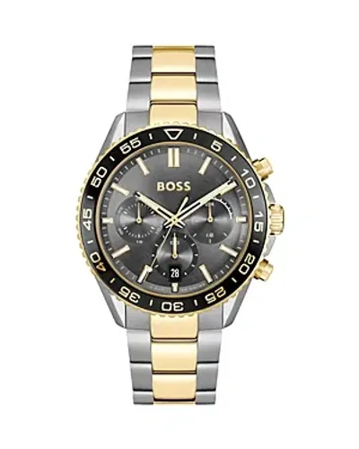 Hugo Boss Boss Runner Chronograph Bracelet Watch, 45mm In Gray/two-tone