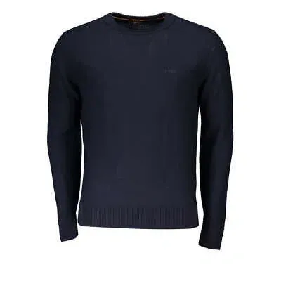 Pre-owned Hugo Boss Schicker Blauer Pullover Mit Rundhalsausschnitt Aus Wollgemisch