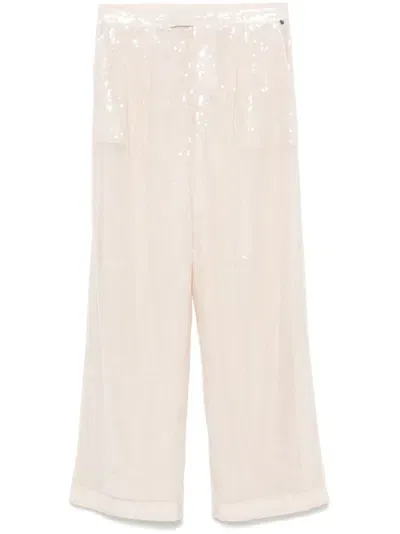 Hugo Boss Sequinned Straight-leg Trousers In Neutrals