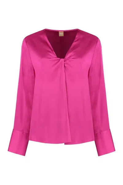 Hugo Boss Silk Blouse In Purple