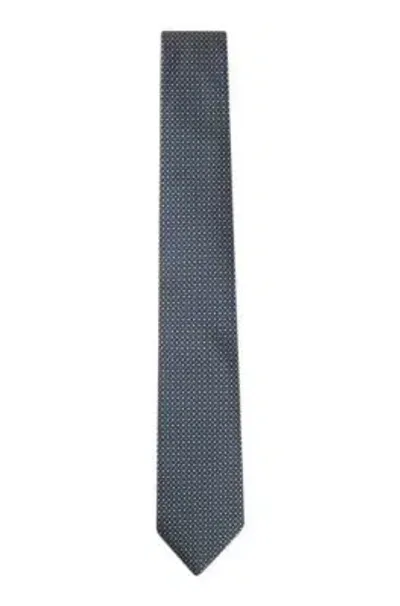 Hugo Boss Silk Tie With Jacquard Pattern In Dark Blue