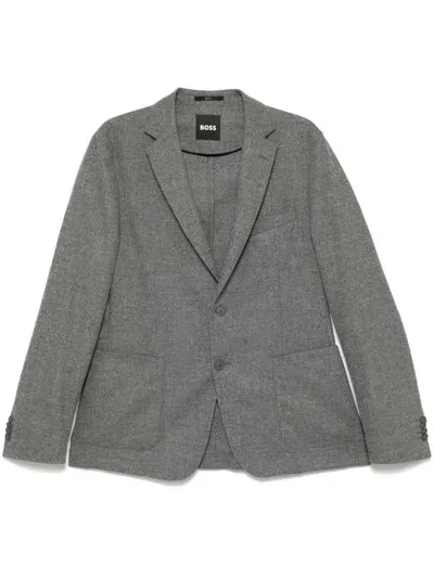 Hugo Boss Single-breasted Blazer In Grey