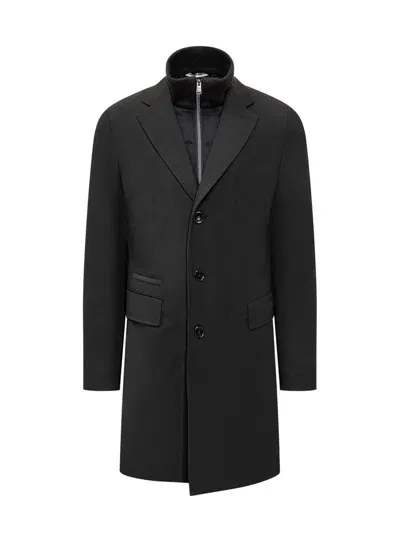 Hugo Boss Single Breasted Long Sleeved Coat In Black