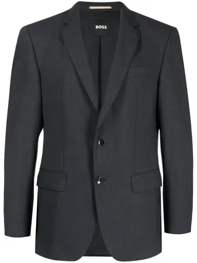 Hugo Boss Single-breasted Stretch-wool Blazer In Schwarz