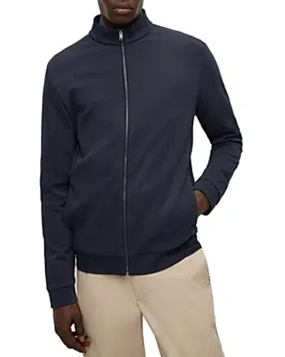 Hugo Boss Skiles Textured Zip Up Jacket In Dark Blue