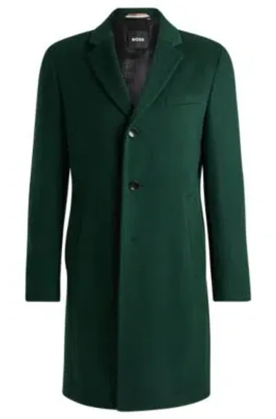 Hugo Boss Slim-fit Coat In Wool And Cashmere In Light Green