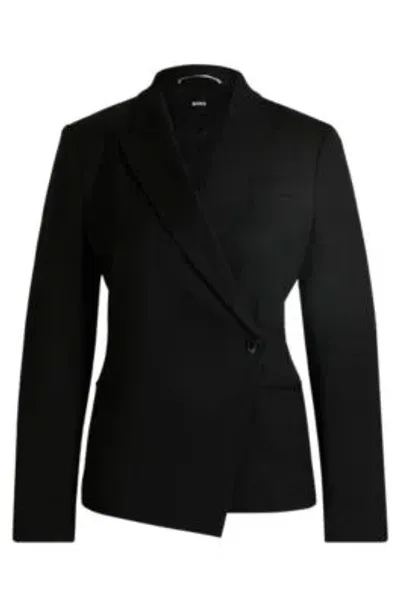 Hugo Boss Slim-fit Jacket In Wool Twill In Black