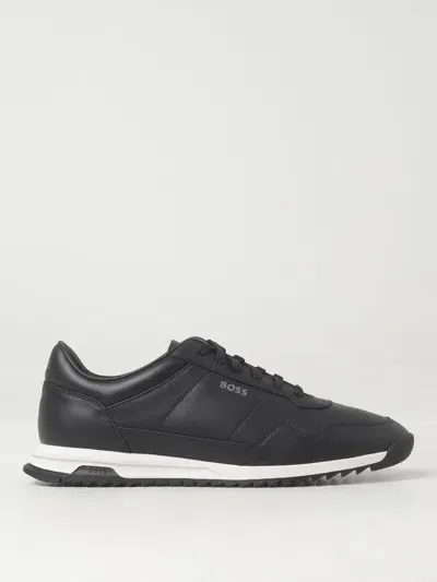 Hugo Boss Zayn Leather Sneakers In Blau