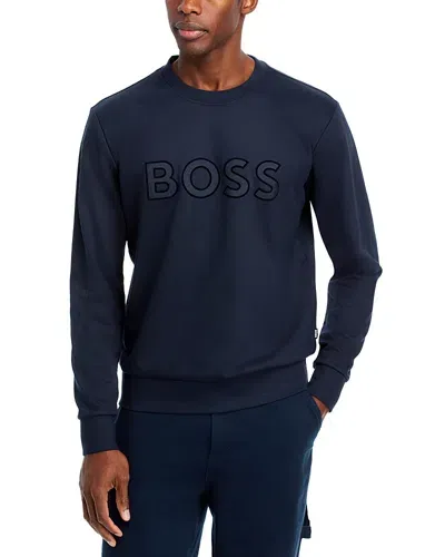 Hugo Boss Soleri Logo Sweatshirt In Dark Blue