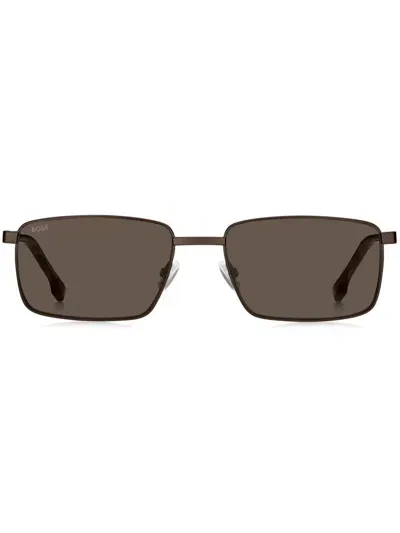 Hugo Boss Square-frame Sunglasses In Brown