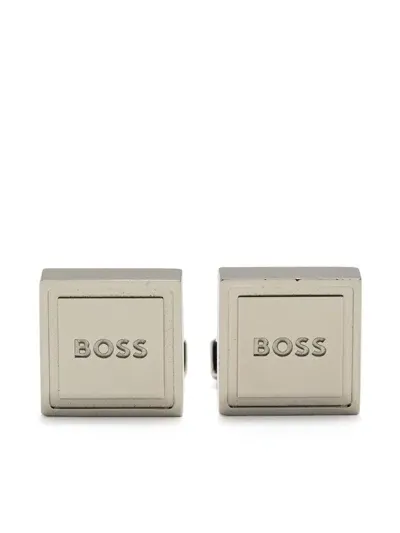 Hugo Boss Square Logo Cufflinks In Silver