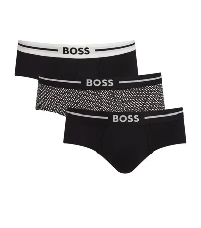 Hugo Boss Stretch-cotton Bold Briefs In Black