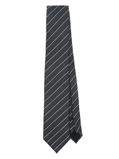 Hugo Boss Striped Tie In Black