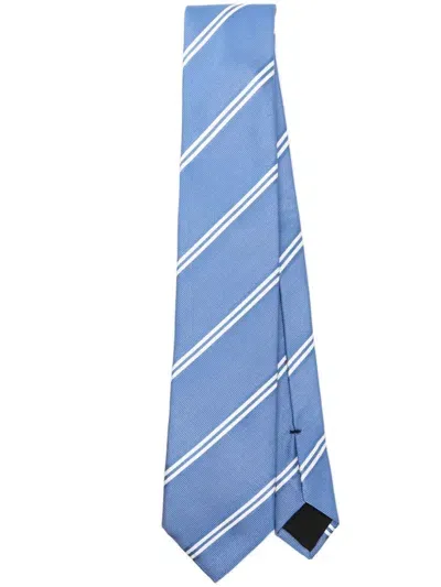 Hugo Boss Striped Tie In Blue