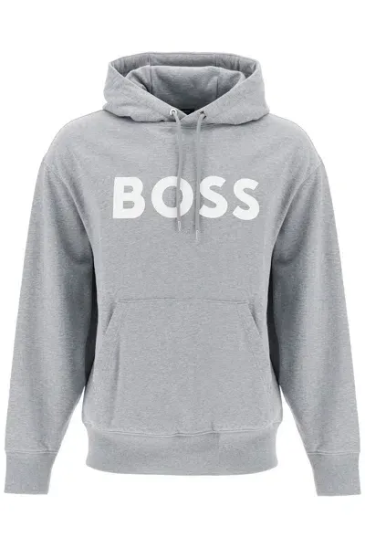 Hugo Boss Sullivan Logo Hoodie In Grey