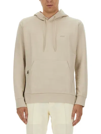 Hugo Boss Boss Sweatshirt With Logo In Beige