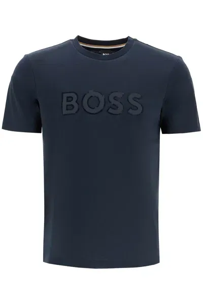 Hugo Boss T Shirt Con Patch Logo In Blue