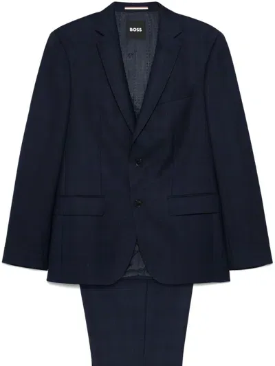 Hugo Boss Tartan-check Suit In Blue